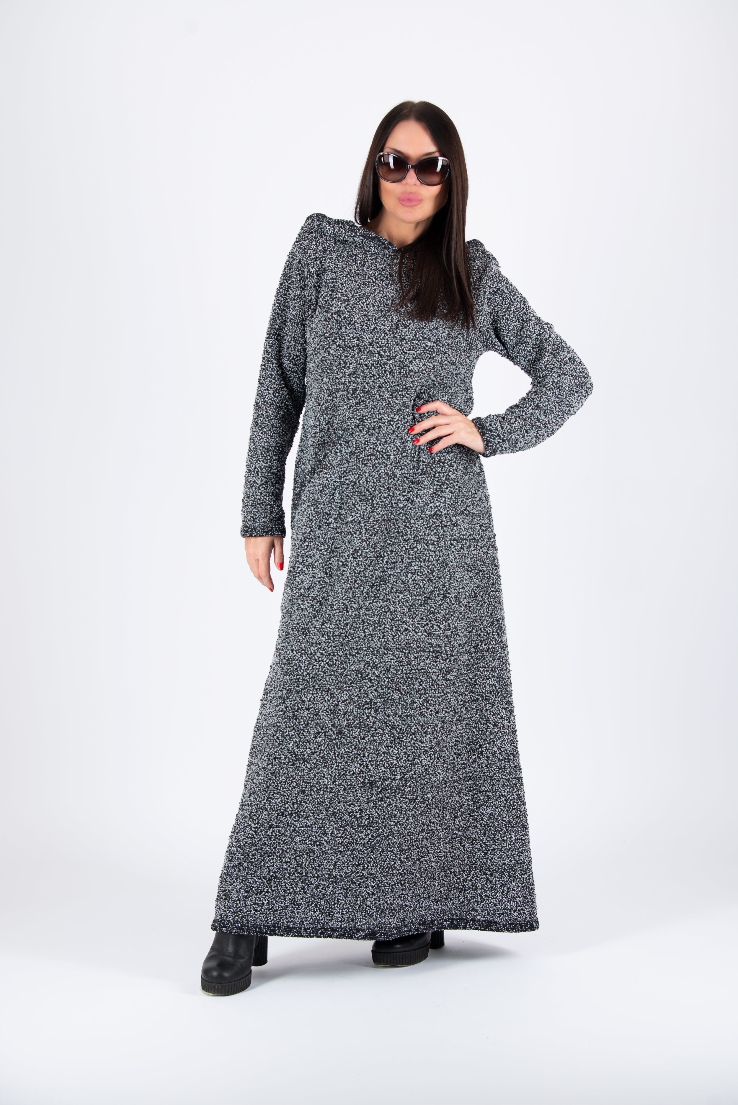 Hooded Knitted Dress - Linda