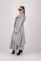 hooded linen jacket light grey