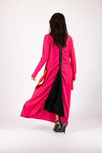 Hot pink colorblock punto milano dress Lena - EUG Fashion
