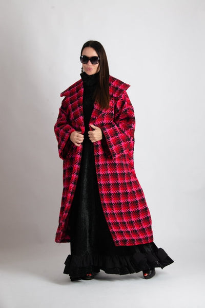 Hot Pink Winter Loose Coat SIRI - EUG FASHION EugFashion 