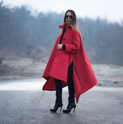 Hot Pink Women Loose Winter Coat FEDERICA - EUG Fashion EugFashion 