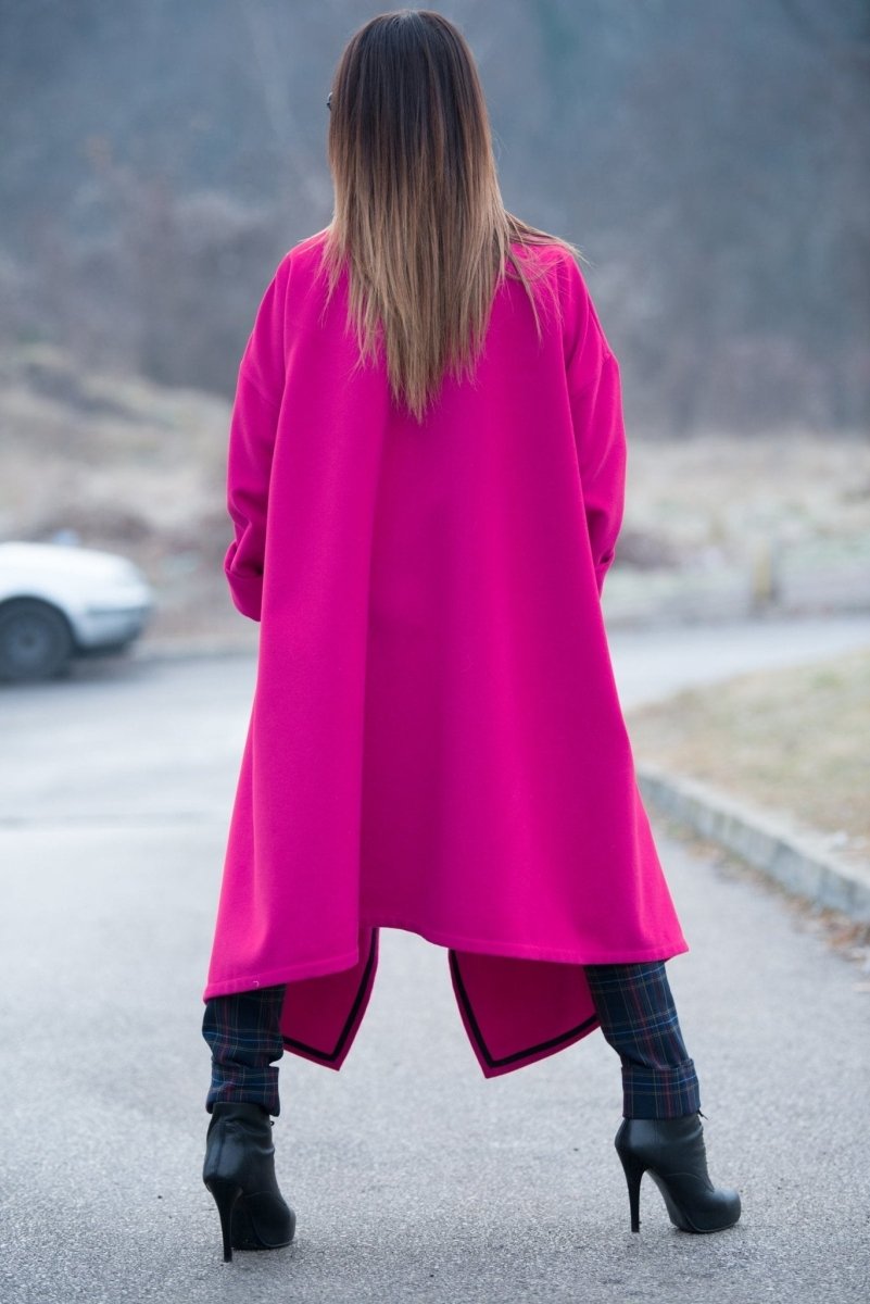 Hot Pink Women Loose Winter Coat FEDERICA - EUG Fashion EugFashion 