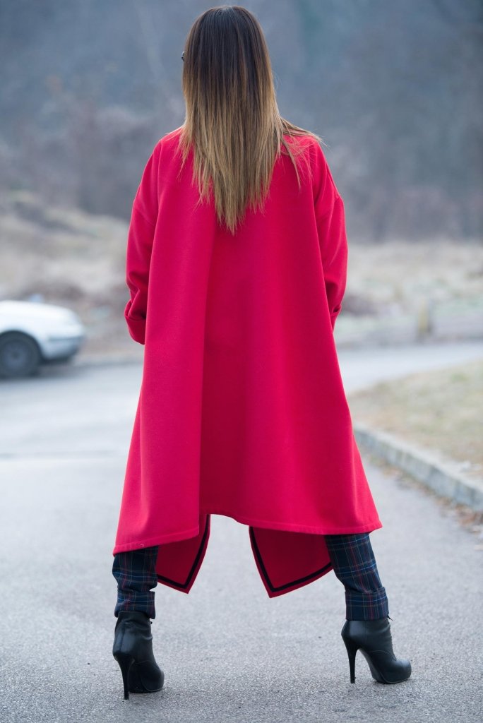 Hot Pink Women Loose Winter Coat FEDERICA - EUG Fashion EugFashion 