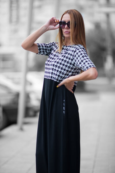 Houndstooth Cotton Jumpsuit VIKI - EUG Fashion EugFashion 