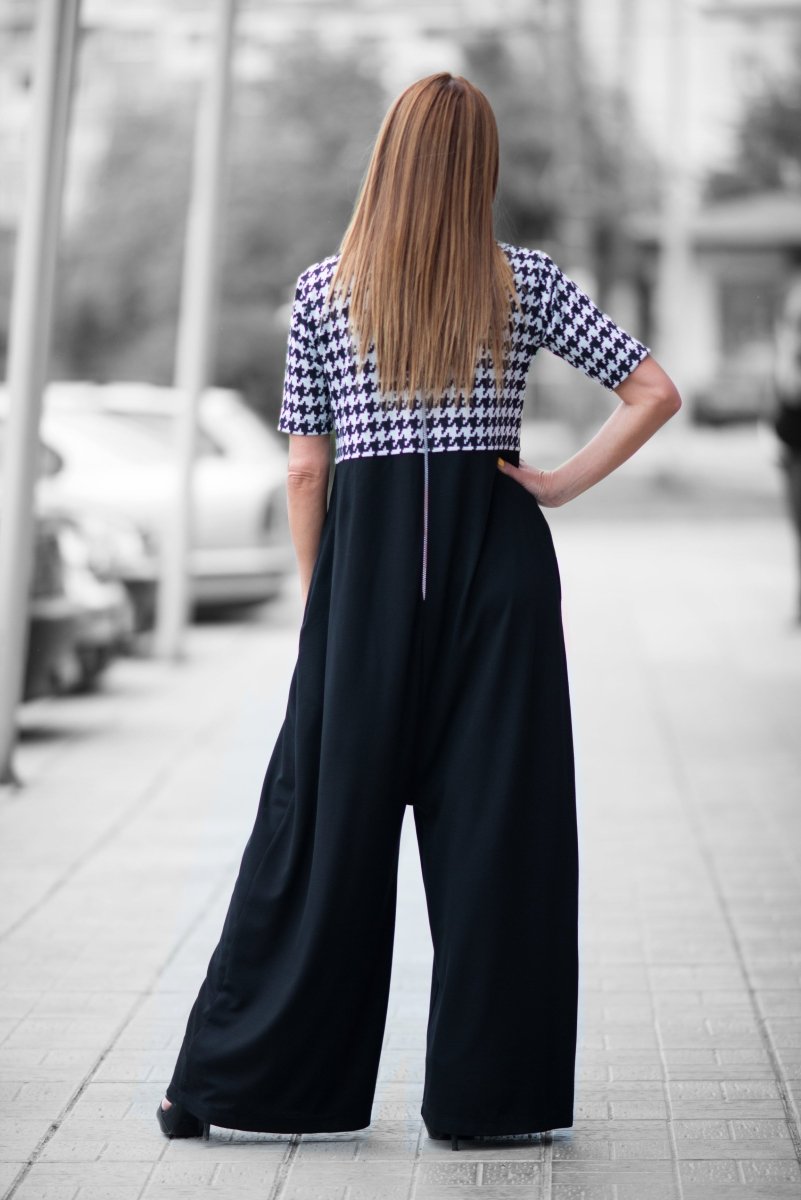 Houndstooth Cotton Jumpsuit VIKI - EUG Fashion EugFashion 