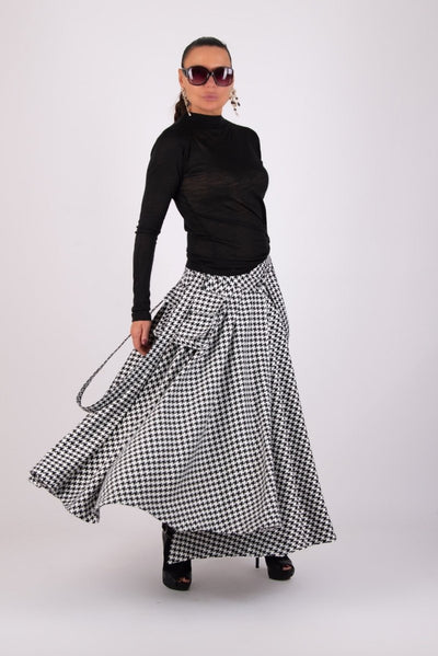 Houndstooth Long Skirt Zefira - EUG Fashion EugFashion 