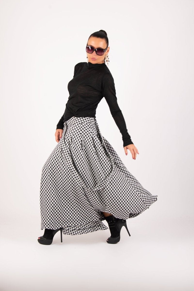 Houndstooth Long Skirt Zefira - EUG Fashion EugFashion 