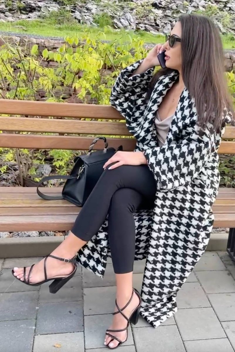Houndstooth Winter Coat OFELIA - EUG Fashion