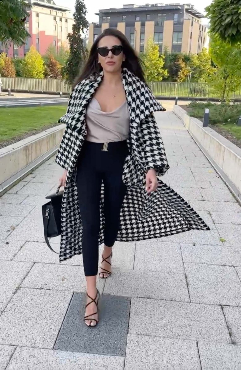Houndstooth Winter Coat OFELIA - EUG Fashion