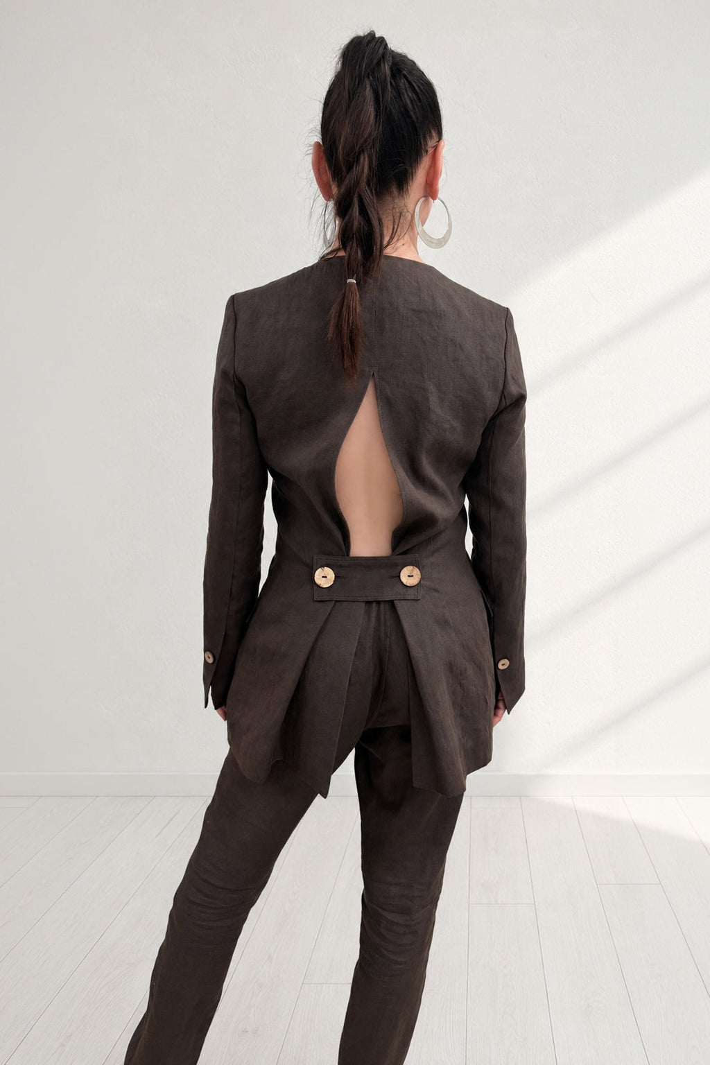 linen brown jacket