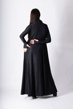 Black floral embroidered turtleneck maxi dress Veronica with silk threads - EUG Fashion #black
