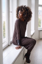 harem jersey jumpsuit #dark-brown