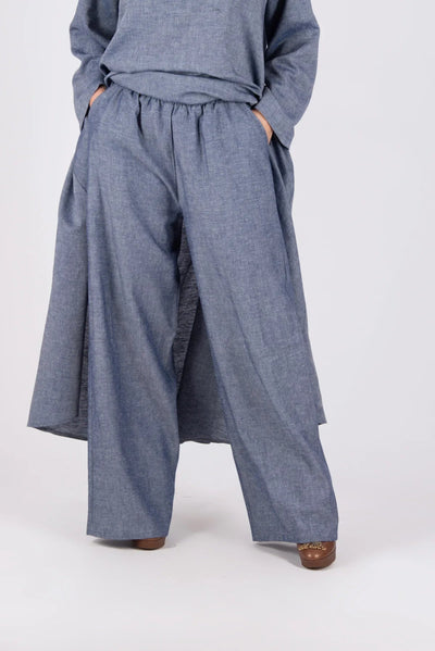 JESIKA JEANS BLUE WIDE LINEN PANTS - EUG Fashion EugFashion 