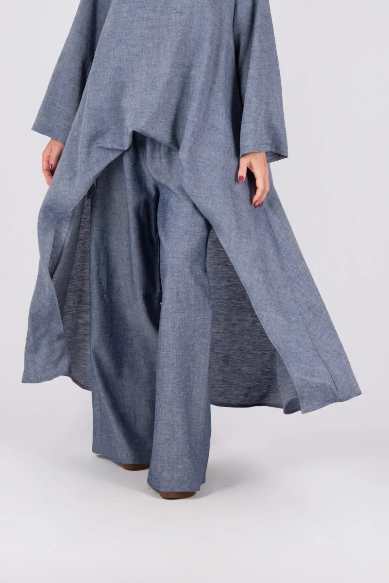 JESIKA JEANS BLUE WIDE LINEN PANTS - EUG Fashion EugFashion 