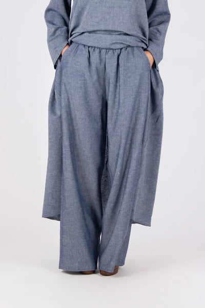 JESIKA JEANS BLUE WIDE LINEN PANTS - EUG Fashion EugFashion 