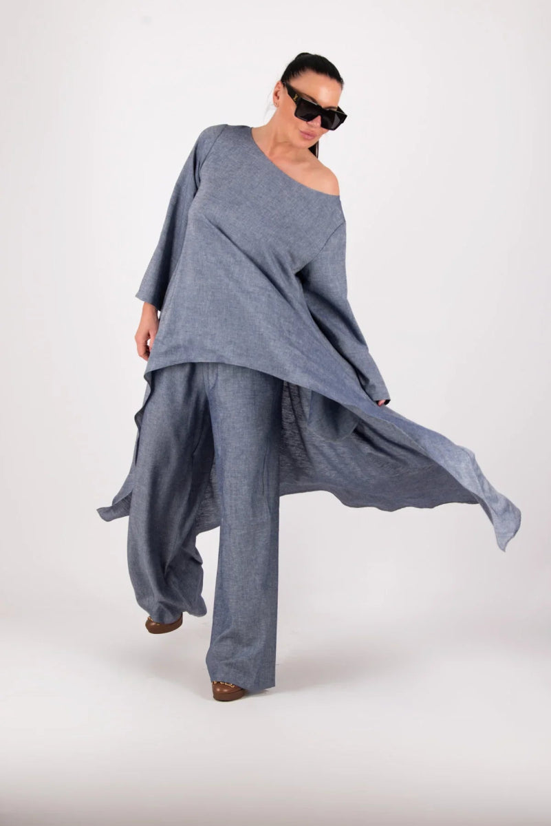 JESIKA TWO PIECES WIDE LINEN SET - EUG FASHION EugFashion 