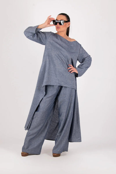 JESIKA TWO PIECES WIDE LINEN SET - EUG FASHION EugFashion 