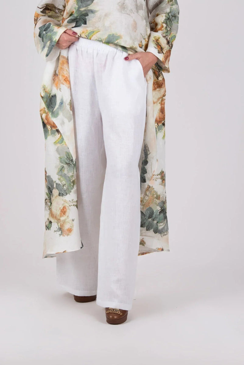 JESIKA WHITE WIDE LINEN PANTS - EUG FASHION EugFashion 