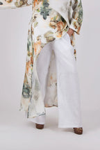 JESIKA WHITE WIDE LINEN PANTS - EUG Fashion