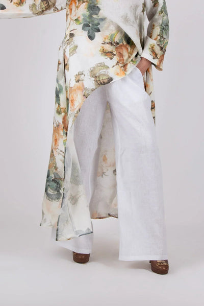 JESIKA WHITE WIDE LINEN PANTS - EUG FASHION EugFashion 