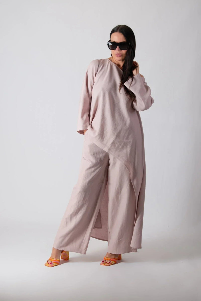 JESIKA WIDE LINEN PANTS - EUG Fashion EugFashion 