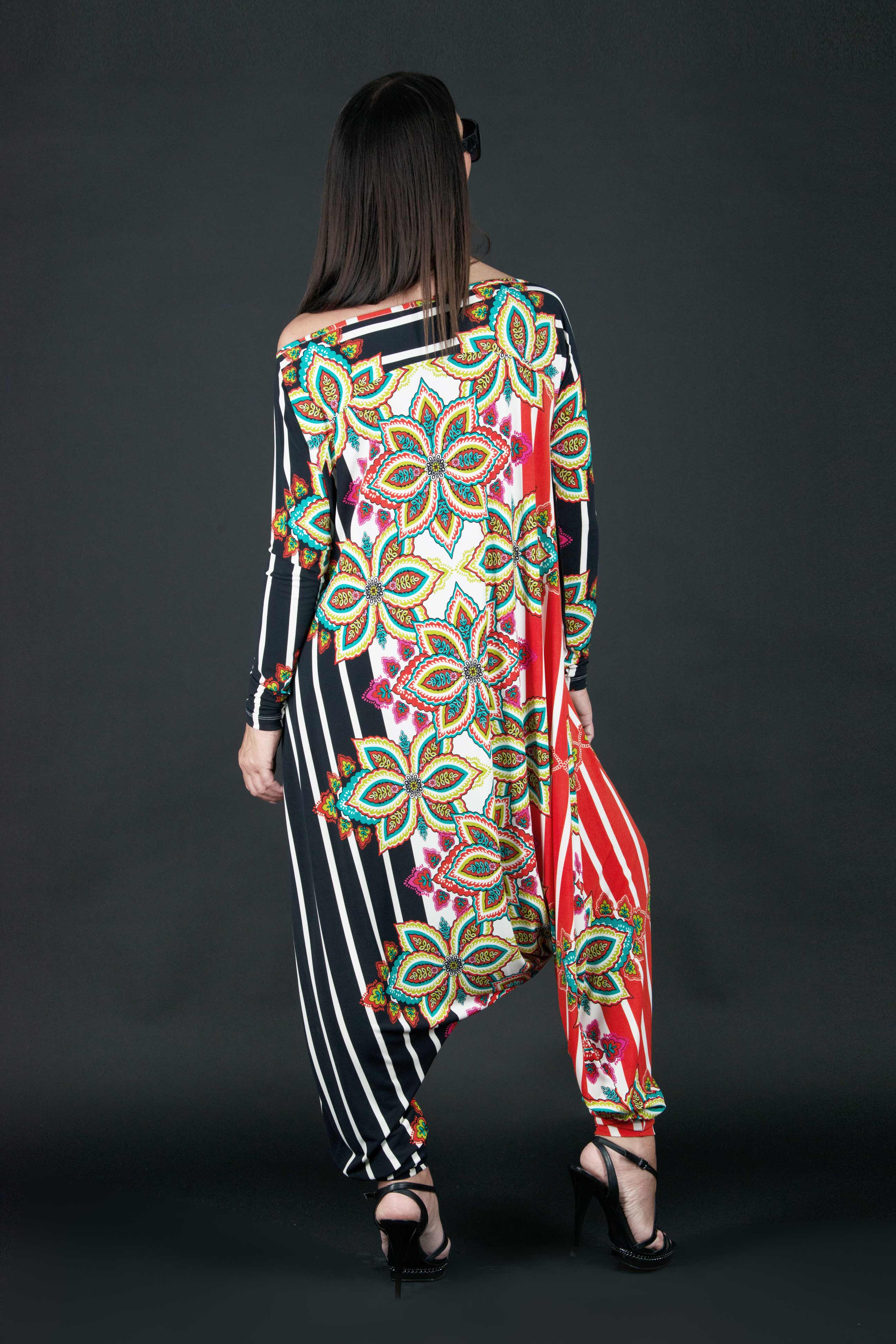 woman jumsuit harem loose fit long sleeves #geometric