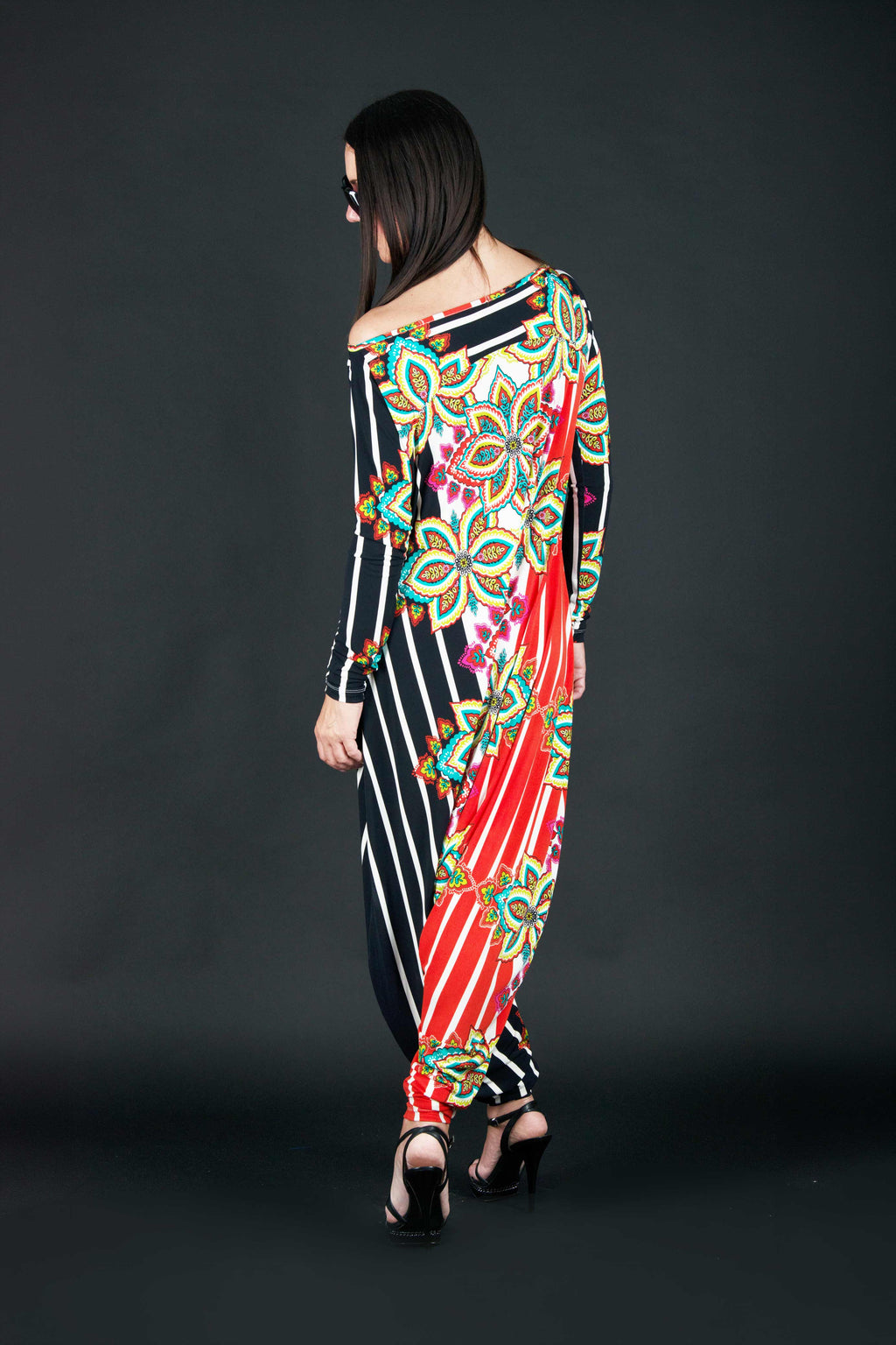 woman jumsuit harem loose fit long sleeves #geometric