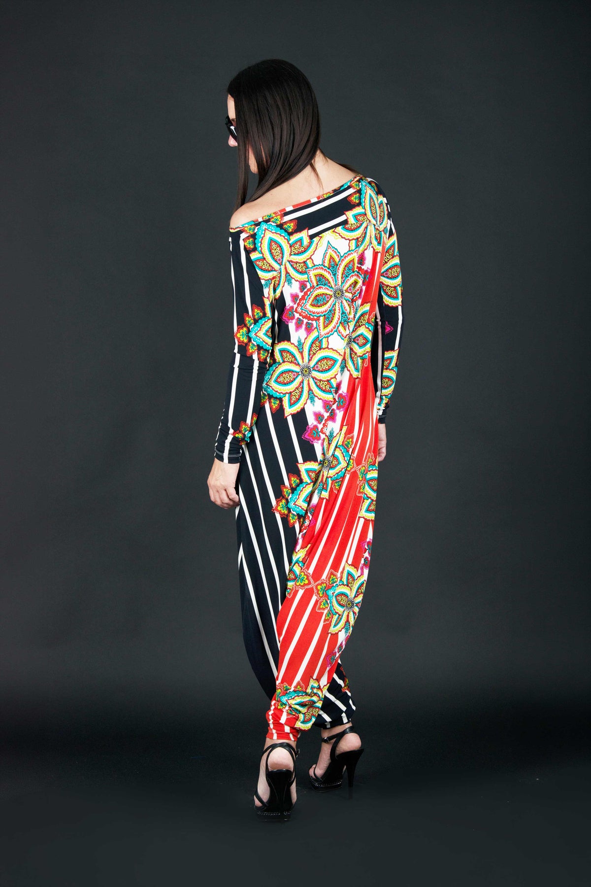 woman jumsuit harem loose fit long sleeves #geometric