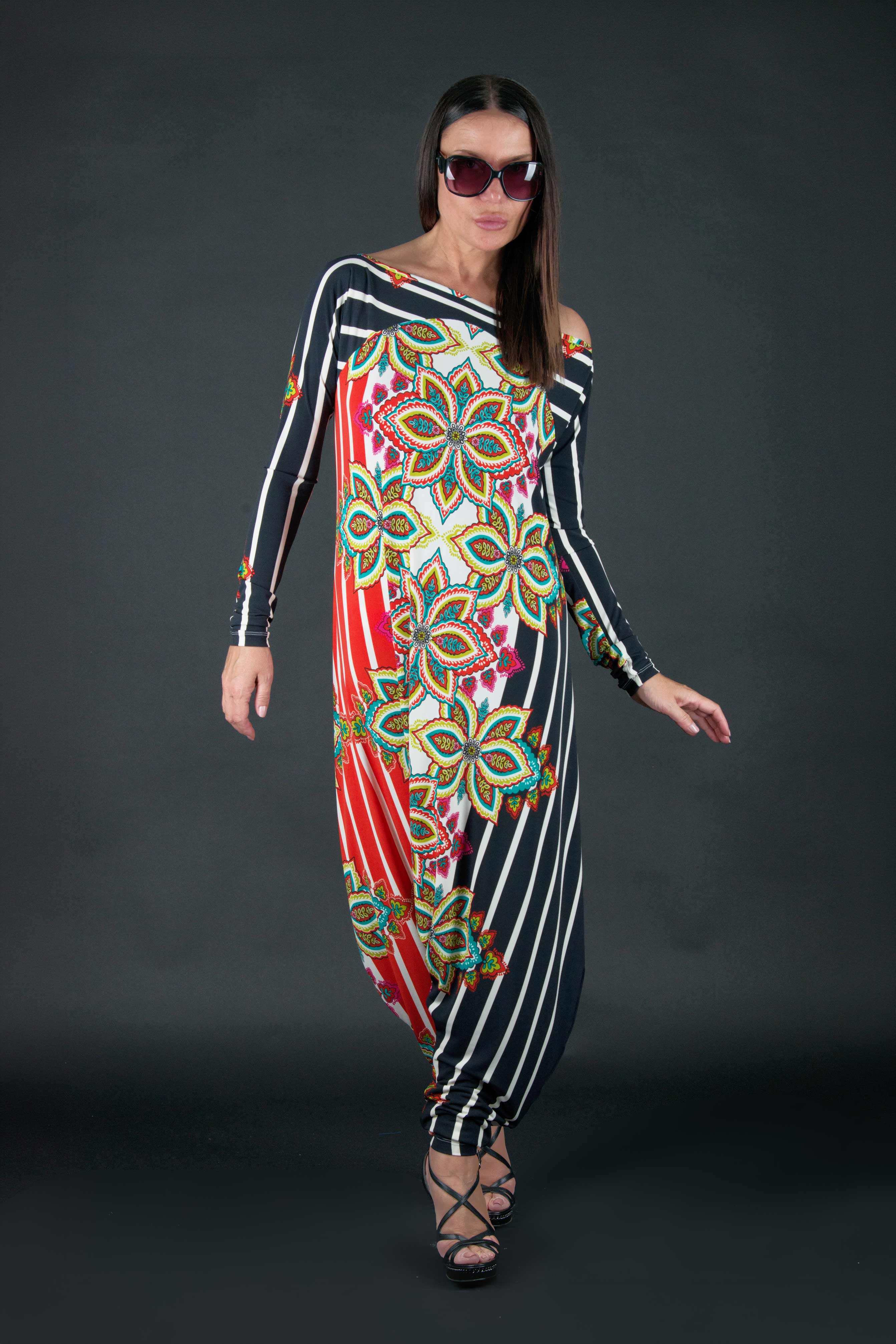 woman jumsuit harem loose fit long sleeves #geometric