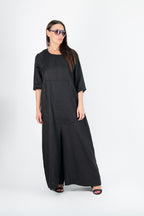 wide linen jumpsuit #black