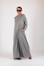 knitted hooded jumpsuit #light-grey