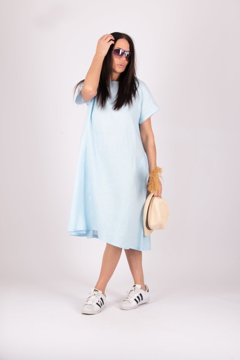 Knee Length Linen Dress ALICIA - EUG Fashion
