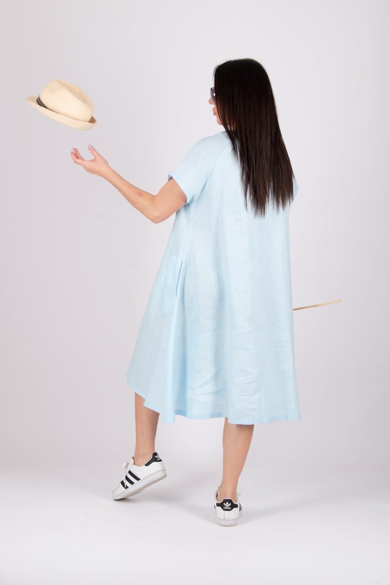Knee Length Linen Dress ALICIA - EUG Fashion