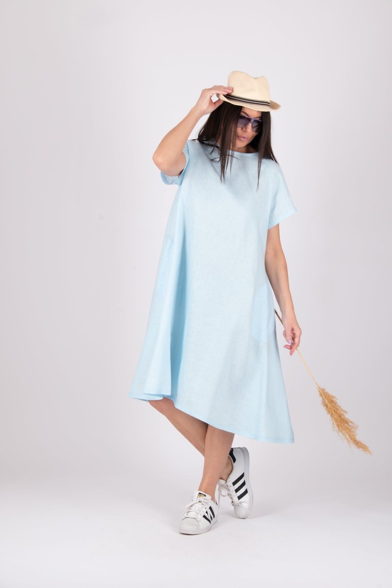Knee Length Linen Dress ALICIA - EUG Fashion