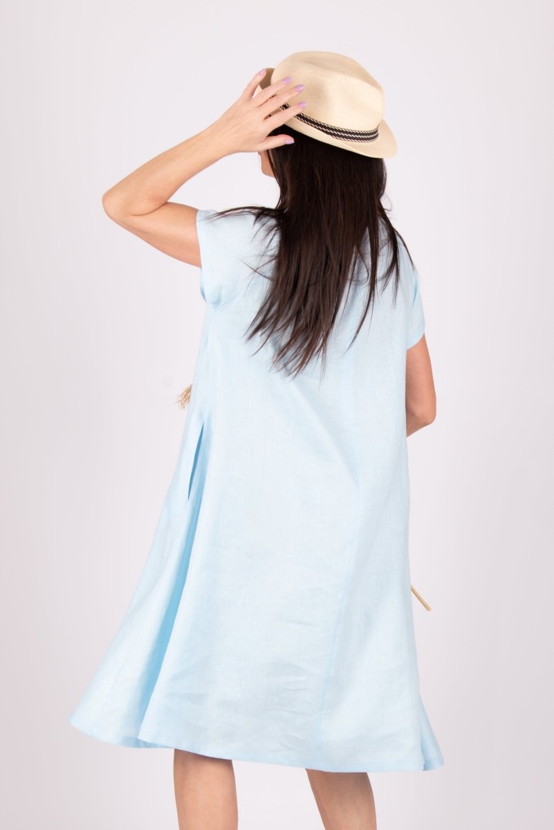 Knee Length Linen Dress ALICIA - EUG Fashion