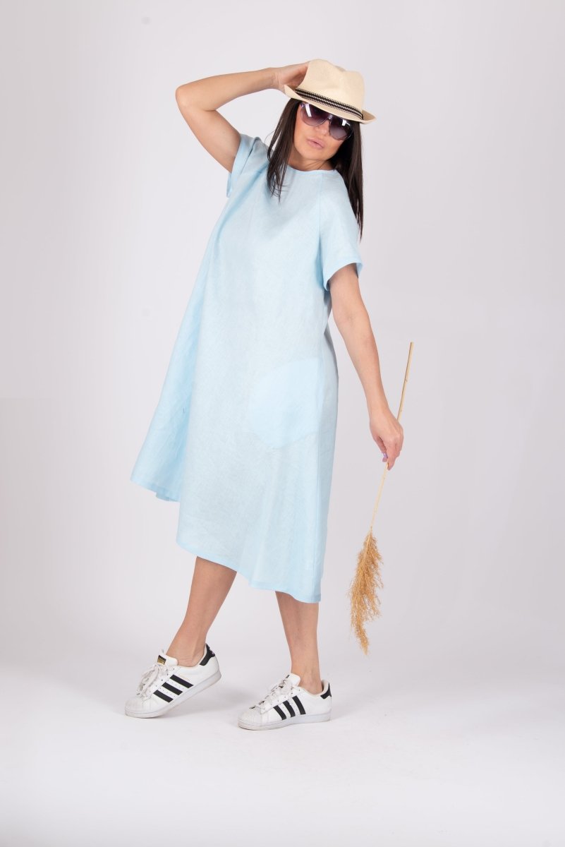 Knee Length Linen Dress ALICIA - EUG Fashion