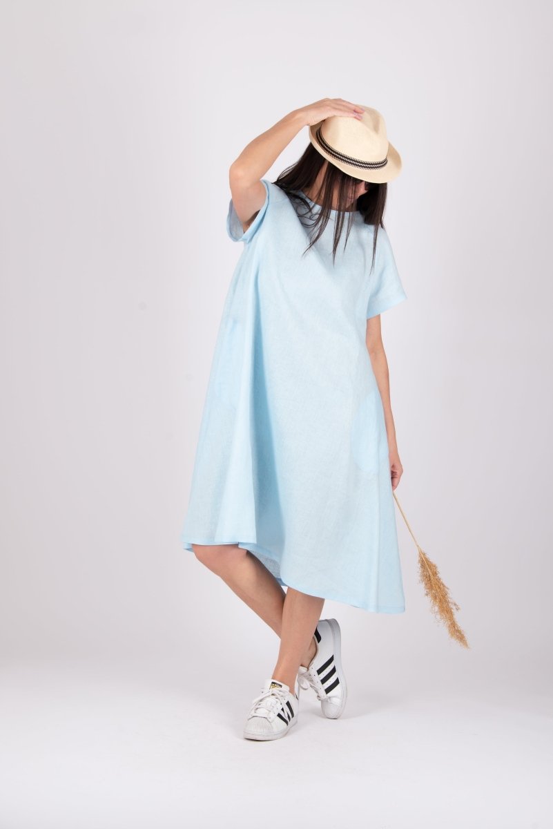 Knee Length Linen Dress ALICIA - EUG Fashion