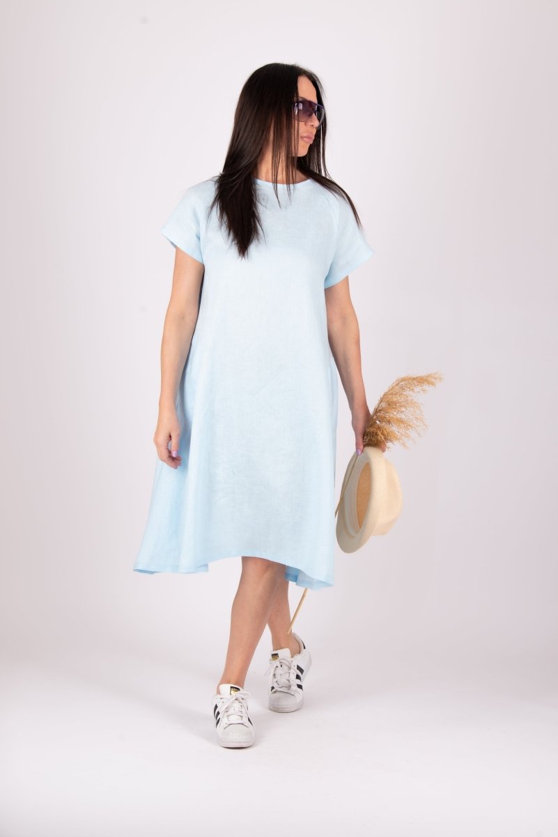 Knee Length Linen Dress ALICIA - EUG Fashion
