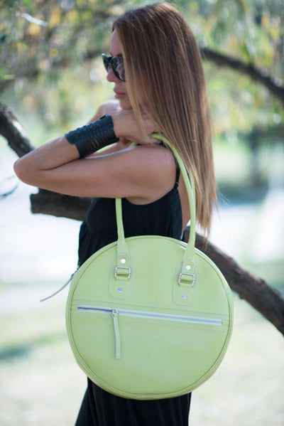 Lemon Green Leather Bag MARKIZA/BARISTA - EUG Fashion EugFashion 