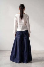 Linen wide leg pants #dark-blue