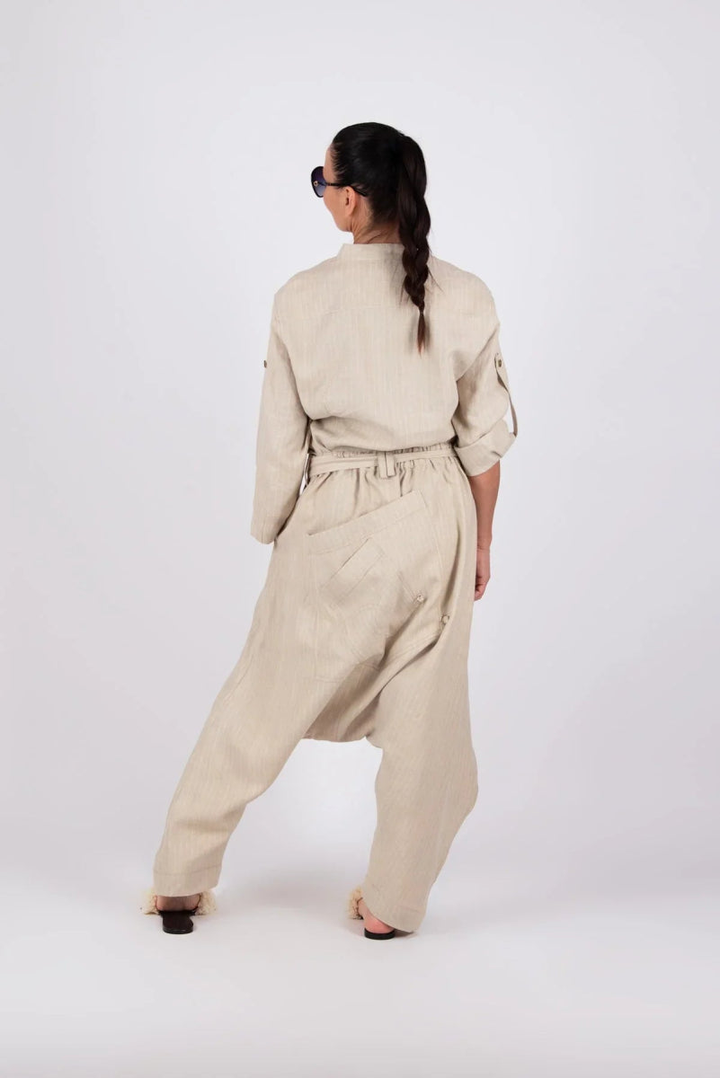 LESILA DROP CROTCH LINEN PANTS - EUG Fashion EugFashion 