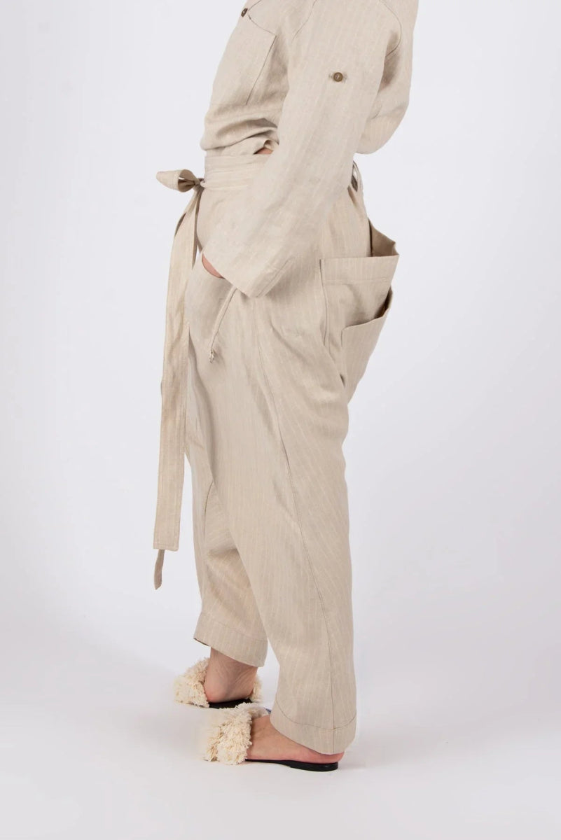 LESILA DROP CROTCH LINEN PANTS - EUG Fashion