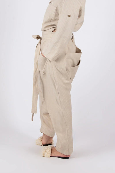 LESILA DROP CROTCH LINEN PANTS - EUG Fashion EugFashion 