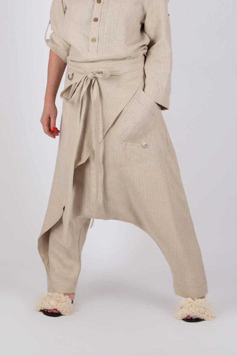 LESILA DROP CROTCH LINEN PANTS - EUG Fashion EugFashion 