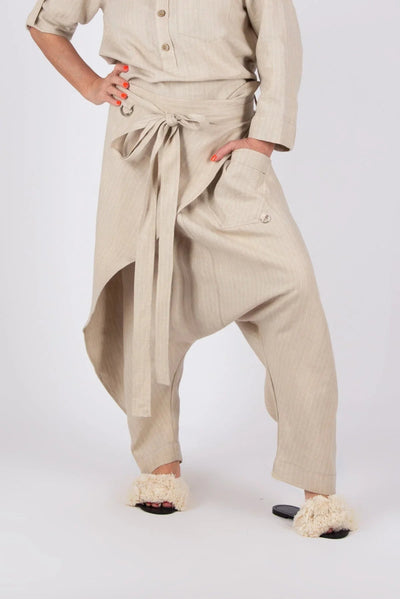 LESILA DROP CROTCH LINEN PANTS - EUG Fashion EugFashion 