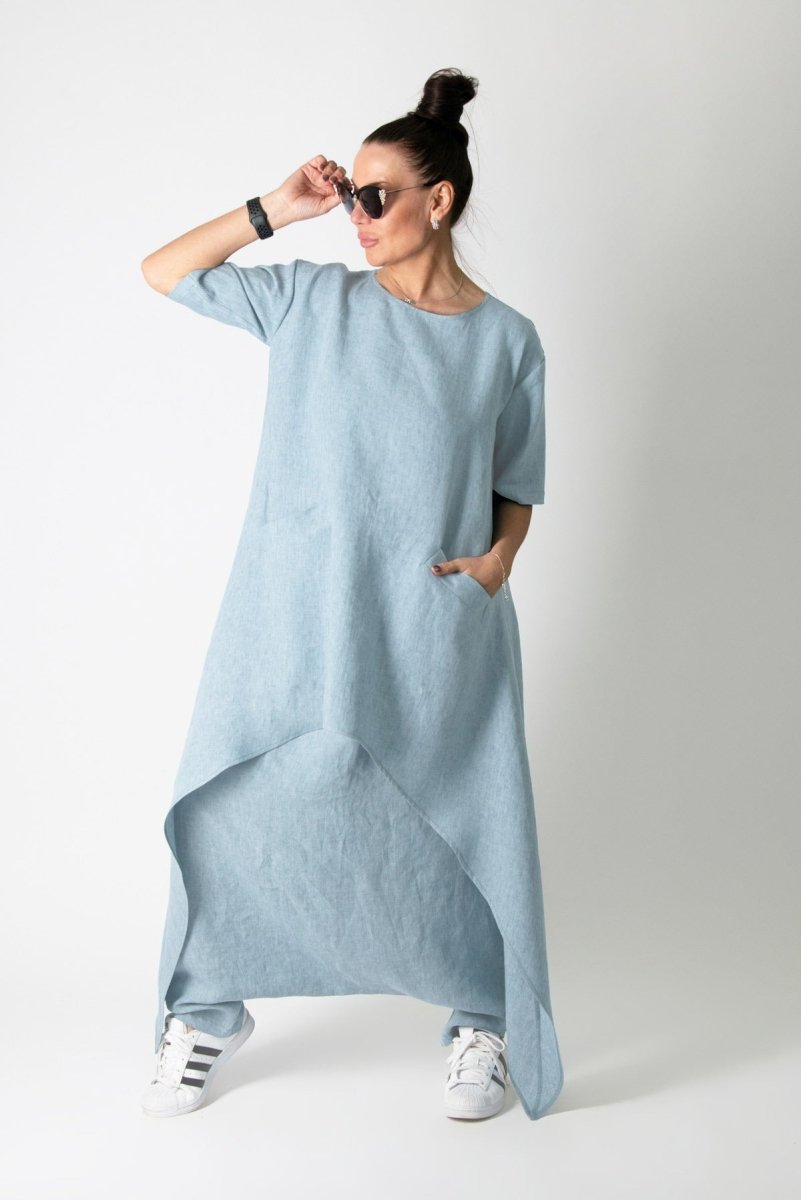 Light Blue Linen Set LAUREN - EUG Fashion