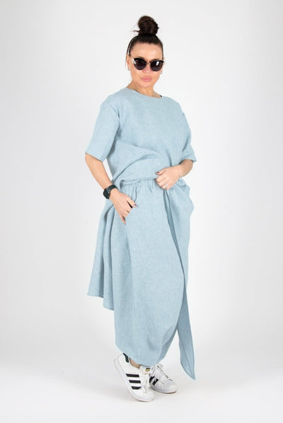 Light Blue Linen Set LAUREN - EUG Fashion EugFashion 