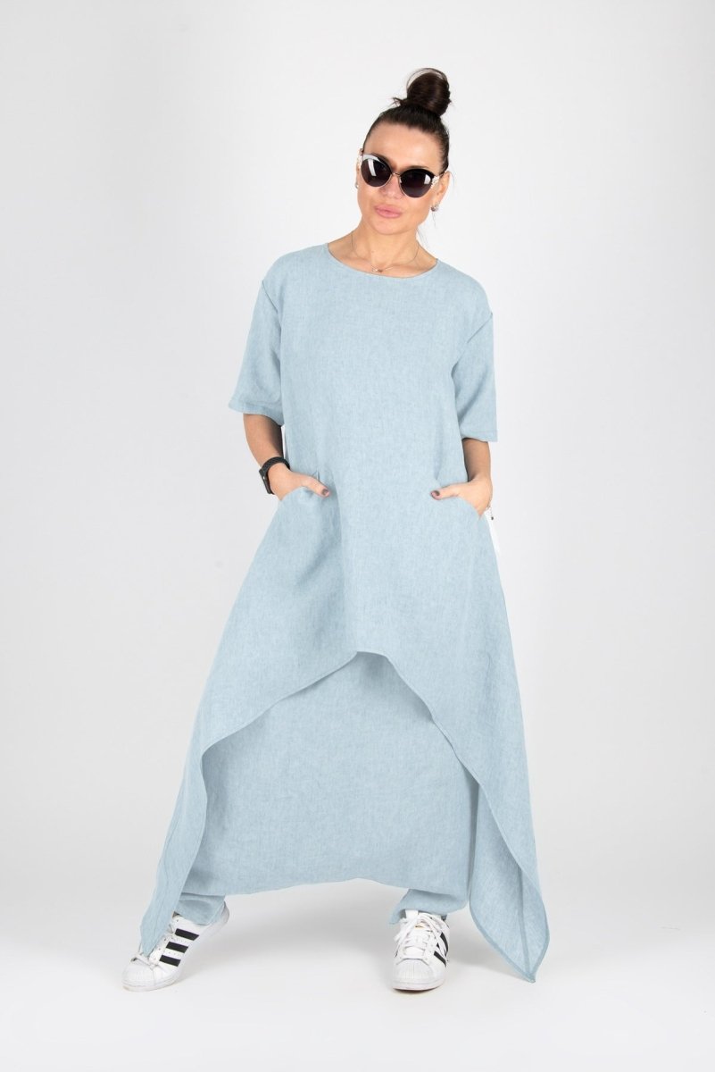 Light Blue Linen Set LAUREN - EUG Fashion