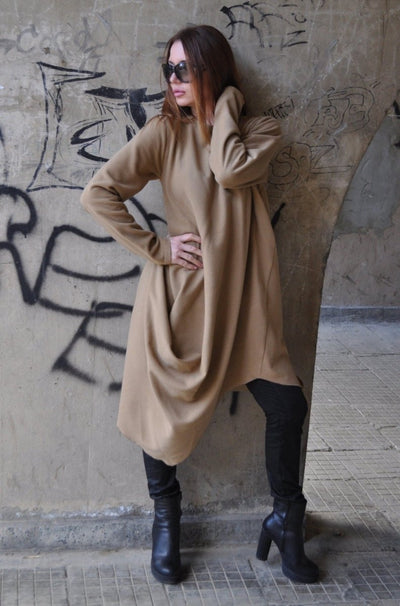 Light Brown Wool Dress HOLLY - EUG FASHION EugFashion 