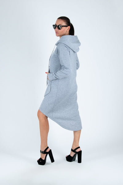 Light grey Hooded Dress TAYLOR - EUG Fashion EugFashion 